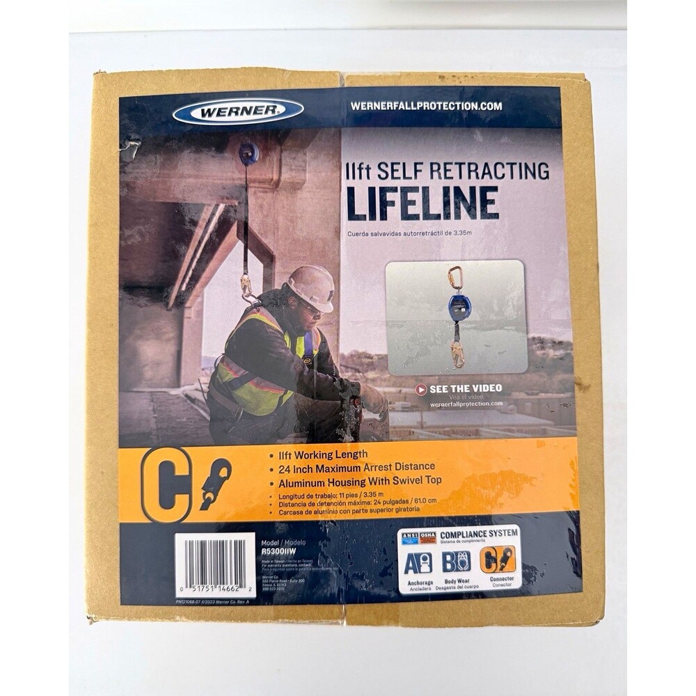 Werner Baseline 11 ft Web Self Retracting Lifeline SRL R530011 R530011W